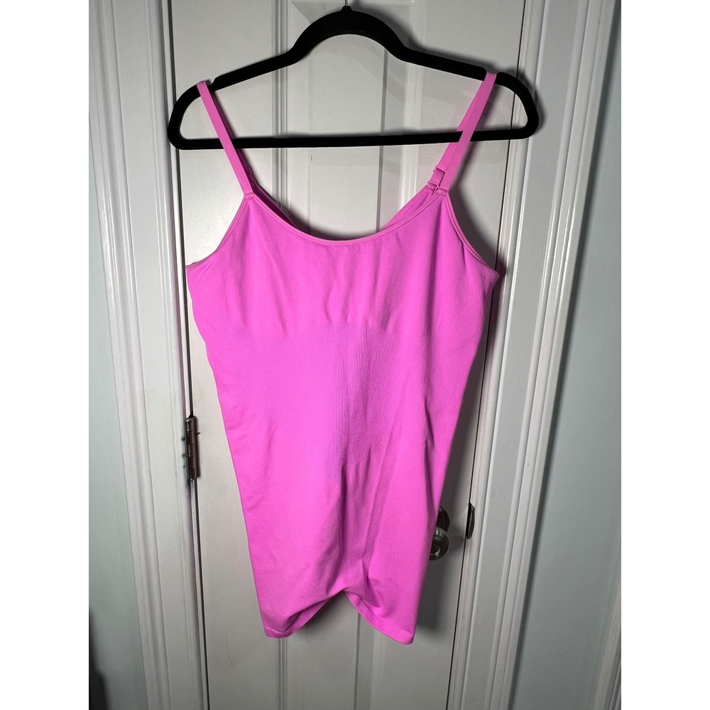 Victoria's Secret PINK Seamless Ribbed V-Neck Bodysuit Neon Pink XL